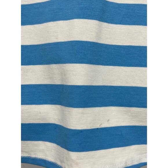 NY Collection Blue White Stripe Ruffle Sleeve Top Extra Large XL Round Neck New - Picture 5 of 8